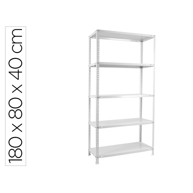 Estanteria metalica simonrack kits advantage mini 5/400 color blanco 5 estantes 75 kg por estante 180x80x40 cm