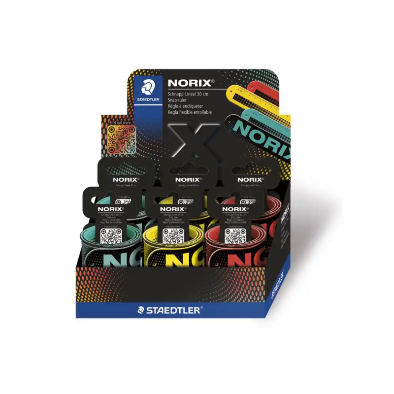 Regla staedtler norix 565 30 flexible enrollable 30 cm expositor de 12 unidades colores surtidos