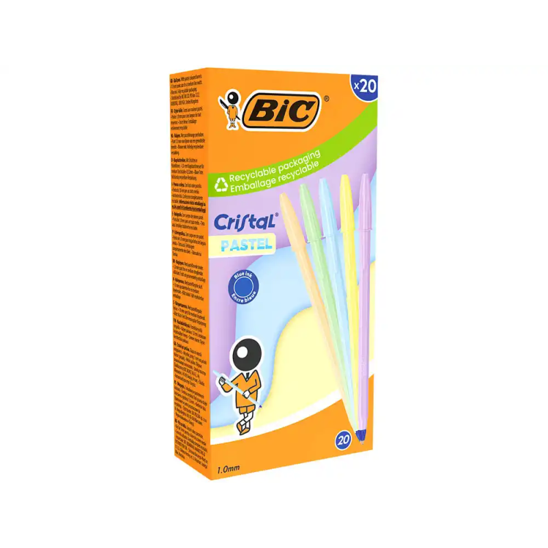 Boligrafo bic cristal pastel colores surtidos punta 1 mm