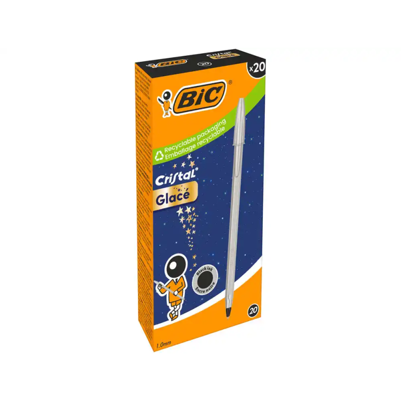 Boligrafo bic cristal glace plateado punta 1 mm