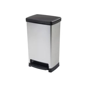 Contenedor plastico cep elite con tapa y pedal dos compartimentos 50 l color plata 390x288x654 mm