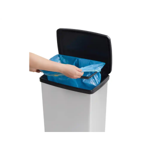 Contenedor plastico cep elite con tapa y pedal dos compartimentos 50 l color plata 390x288x654 mm