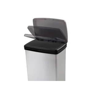 Contenedor plastico cep elite con tapa y pedal dos compartimentos 50 l color plata 390x288x654 mm