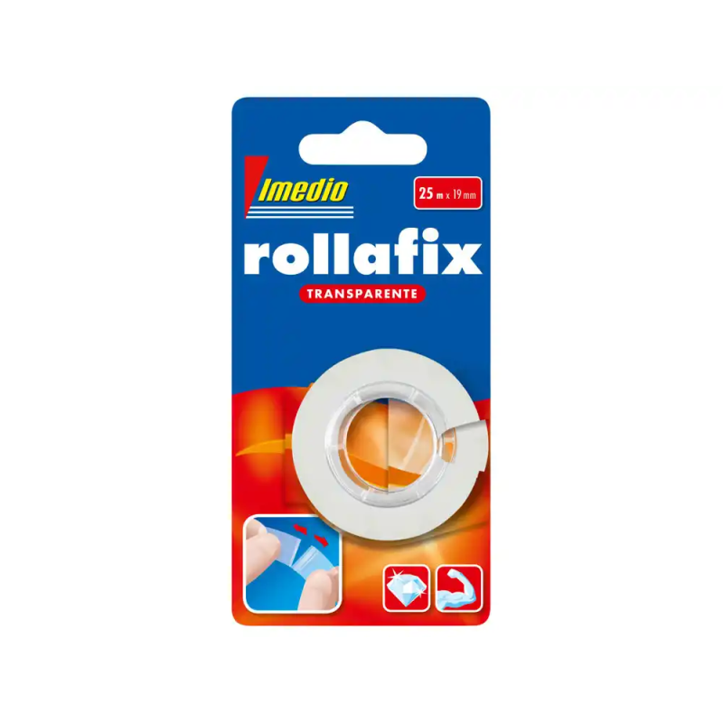 Cinta adhesiva imedio rollafix transparente 25 m x 19 mm