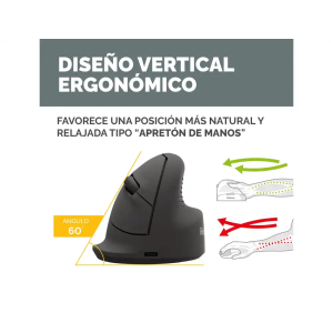 Raton fellowes ergonomico vertical breyta mediano diestros optico 1600 dpi color negro