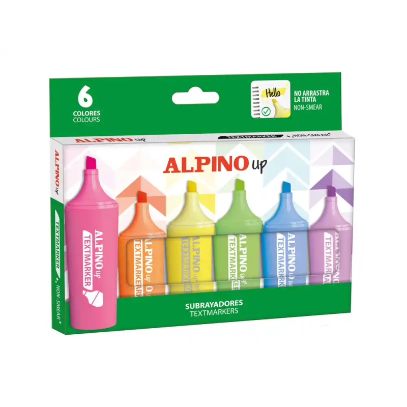 Rotulador fluorescente alpino up caja de 6 unidades colores surtidos