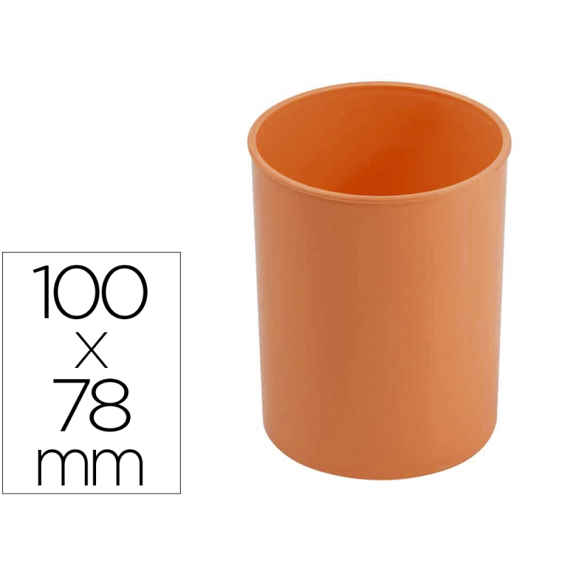 Cubilete portalapices faibo naranja pastel opaco plastico diametro 78 mm alto 100 mm