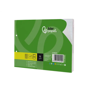 Recambio liderpapel din a5 apaisado 100 hojas 75 gr cuadro 4 mm 2 taladros con margen