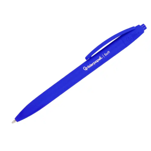 Boligrafo liderpapel punta 1 mm retractil con clip acabado soft touch tinta azul cuerpo azul