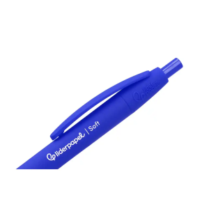Boligrafo liderpapel punta 1 mm retractil con clip acabado soft touch tinta azul cuerpo azul