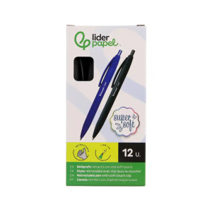 Boligrafo liderpapel punta 1 mm retractil con clip acabado soft touch tinta negra cuerponegro