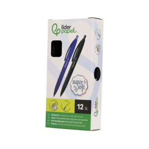 Boligrafo liderpapel punta 1 mm retractil con clip acabado soft touch tinta negra cuerponegro