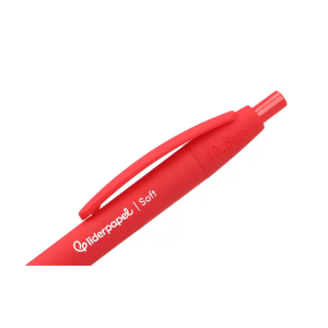 Boligrafo liderpapel punta 1 mm retractil con clip acabado soft touch tinta roja cuerpo rojo