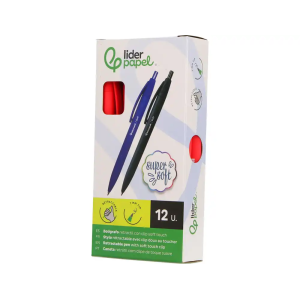 Boligrafo liderpapel punta 1 mm retractil con clip acabado soft touch tinta roja cuerpo rojo