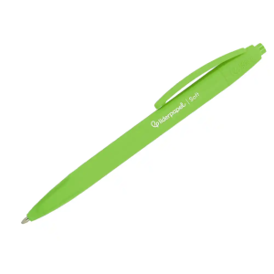 Boligrafo liderpapel punta 1 mm retractil con clip acabado soft touch tinta azul cuerpo verde