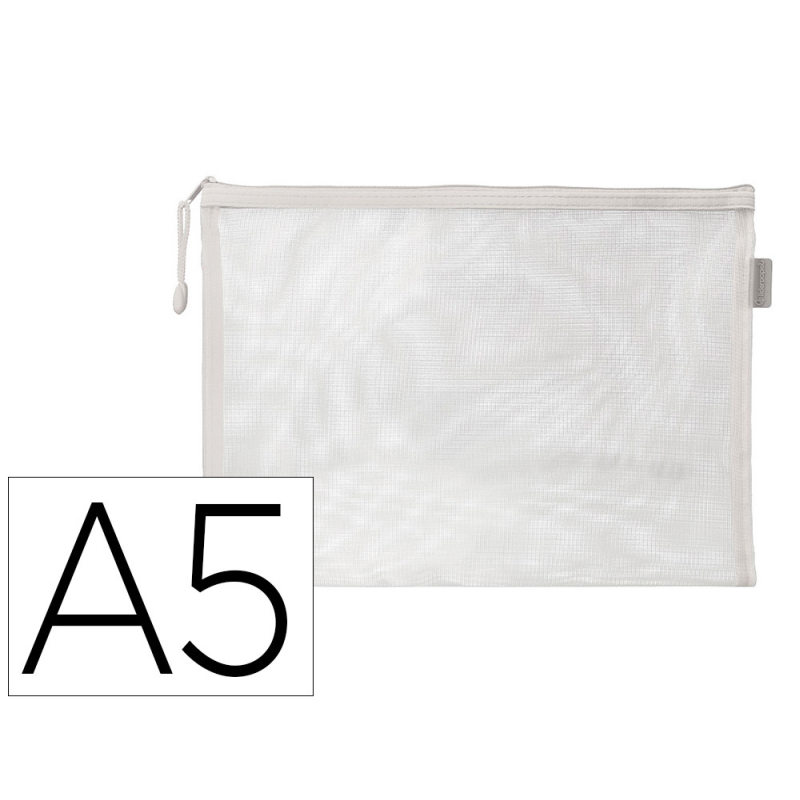 Bolsa zipper bag liderpapel poliester transpirable multiusos din a5 blanco