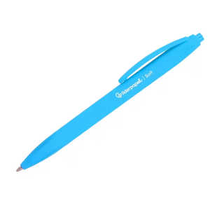 Boligrafo liderpapel punta 1 mm retractil con clip acabado soft touch tinta azul cuerpo azul cielo