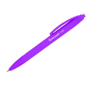 Boligrafo liderpapel punta 1 mm retractil con clip acabado soft touch tinta azul cuerpo morado