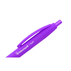 Boligrafo liderpapel punta 1 mm retractil con clip acabado soft touch tinta azul cuerpo morado