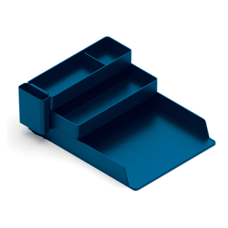 Bandeja sobremesa plastico q-connect organizador de escritorio con 4 departamentos color azul