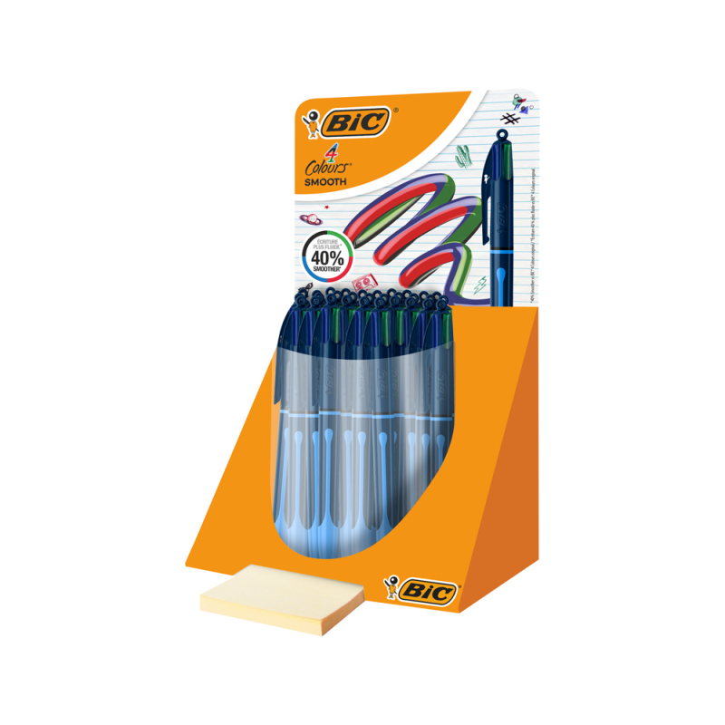 Boligrafo bic cuatro colores smooth drop color azul
