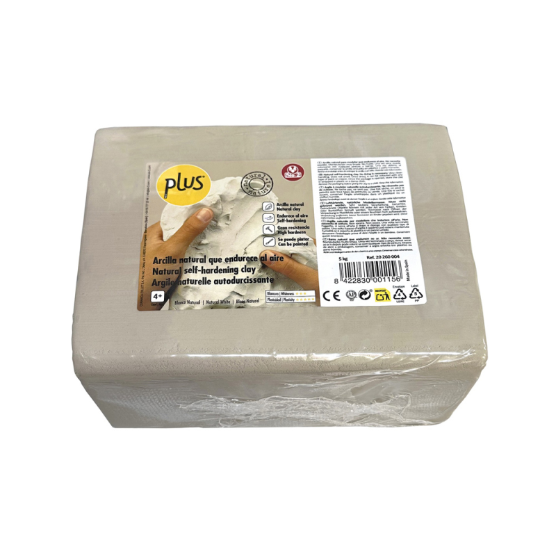 Pasta de modelar sio-2 plus color blanco natural paquete de 5 kg