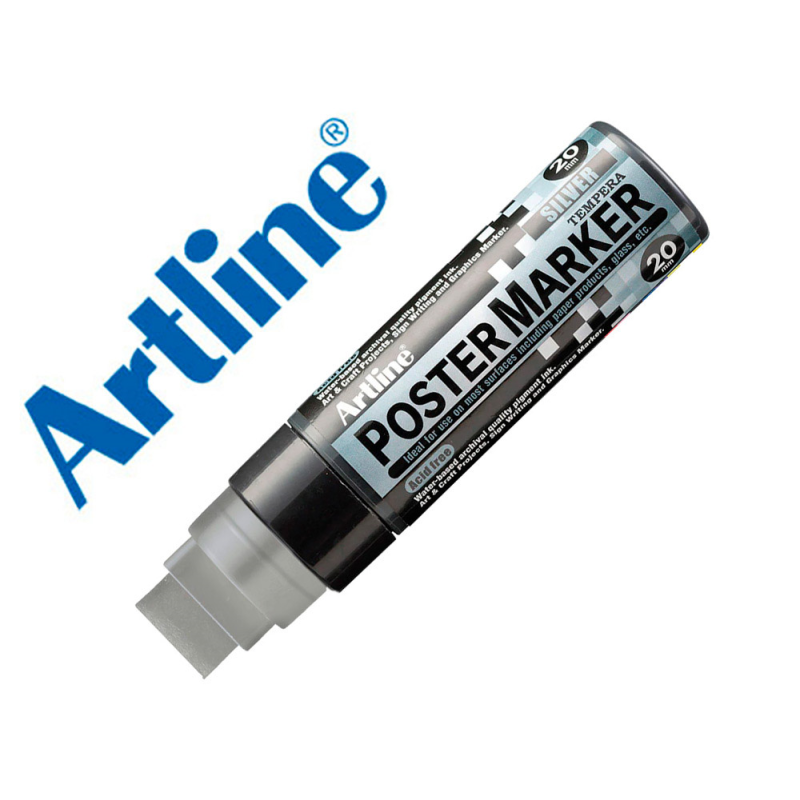 Rotulador artline poster marker epp-20 punta rectangular 20 mm color plata