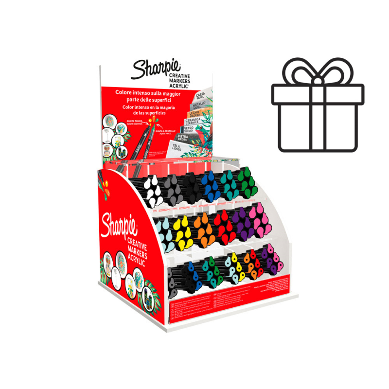 Rotulador sharpie acrilico punta fina expositor de 144 unidades colores surtidos