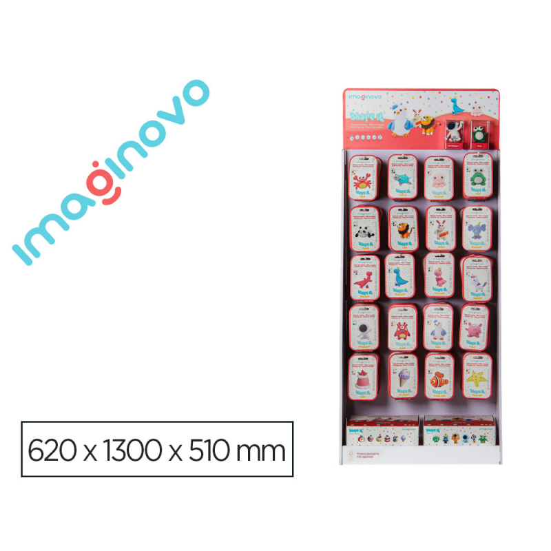 Expositor pasta para modelar imaginovo de secado al aire set de colores con 20 ganchos 64 unidades 620x1300x500 mm
