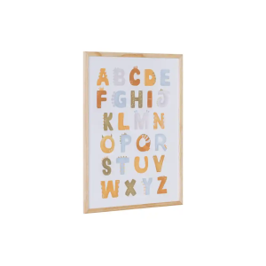 Pizarra blanca bi-office magnetica acero lacado blanco marco de madera con alfabeto para niños 600x450 mm