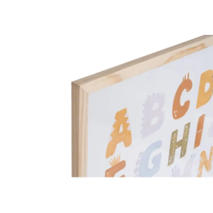 Pizarra blanca bi-office magnetica acero lacado blanco marco de madera con alfabeto para niños 600x450 mm
