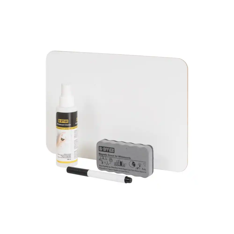 Set escolar bi-office 35 pizarra blanca melamina doble cara a4 + 35 borradores + 35 rotuladores + 1 spray