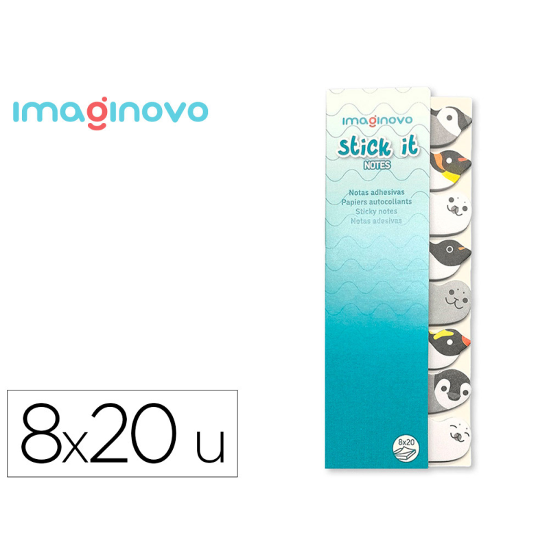 Bloc notas adhesivas imaginovo marcapaginas pingüin0 120 hojas 8x15x48 mm