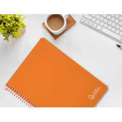 Cuaderno espiral liderpapel a4 witty tapa dura 80h 90gr rayado horizontal con margen color naranja