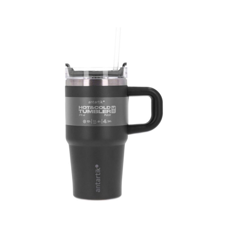 Taza termica asa antartik pulse isotermica tapa hermetica acero inoxidable pajita libre bpa negro 570 ml