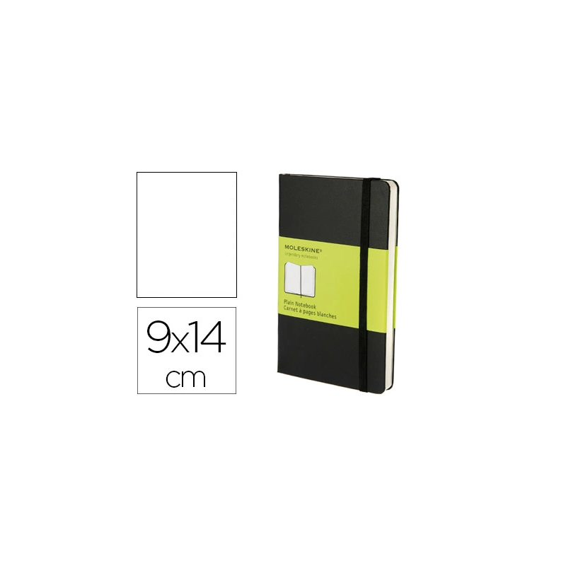 Libreta moleskine tapa dura liso 192 hojas color negro cierre con goma 90x140 mm