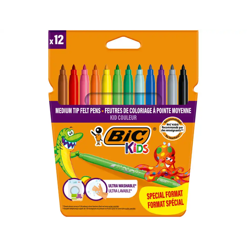 Rotulador bic kids couleur estuche de 10+2 colores tinta base de agua lavable