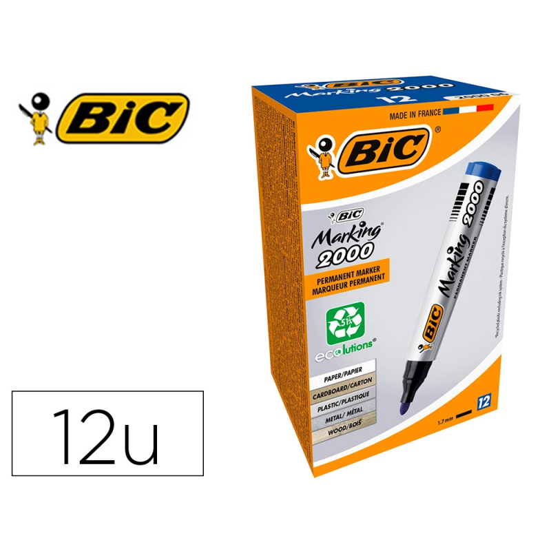 Rotulador bic marcador eco permanente marking 2000 azul trazo 1,7 mm caja de 12 unidades