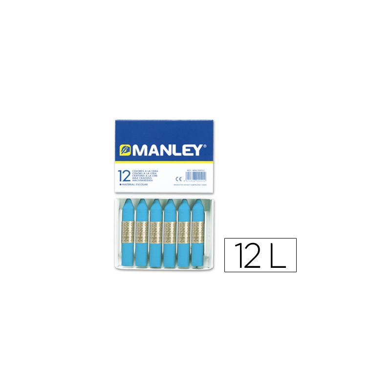 Lapices cera manley unicolor azul celeste n.17 caja de 12 unidades