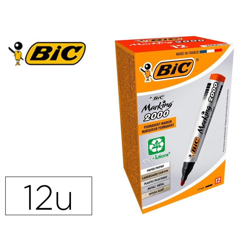 Rotulador bic marcador eco permanente marking 2000 rojo trazo 1,7 mm caja de 12 unidades