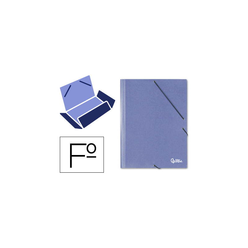 Carpeta liderpapel gomas tres solapas carton simil prespan folio color azul