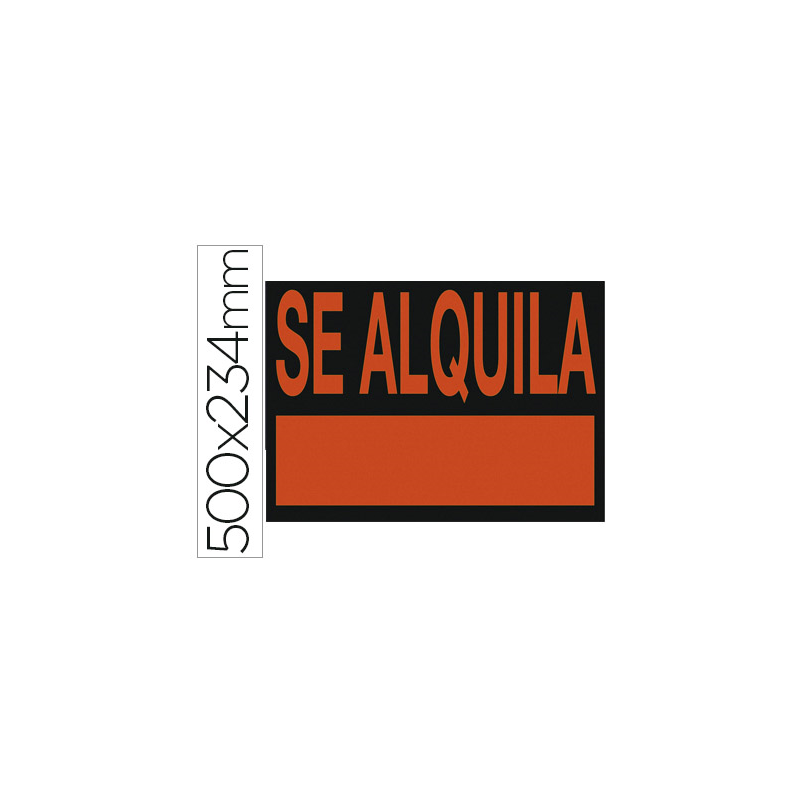 Cartel plastico archivo 2000 /'se alquila/' rojo fluorescente 500x234 mm