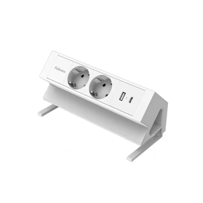 Regleta fellowes sobremesa 2 tomas + usb a + usb c color blanco