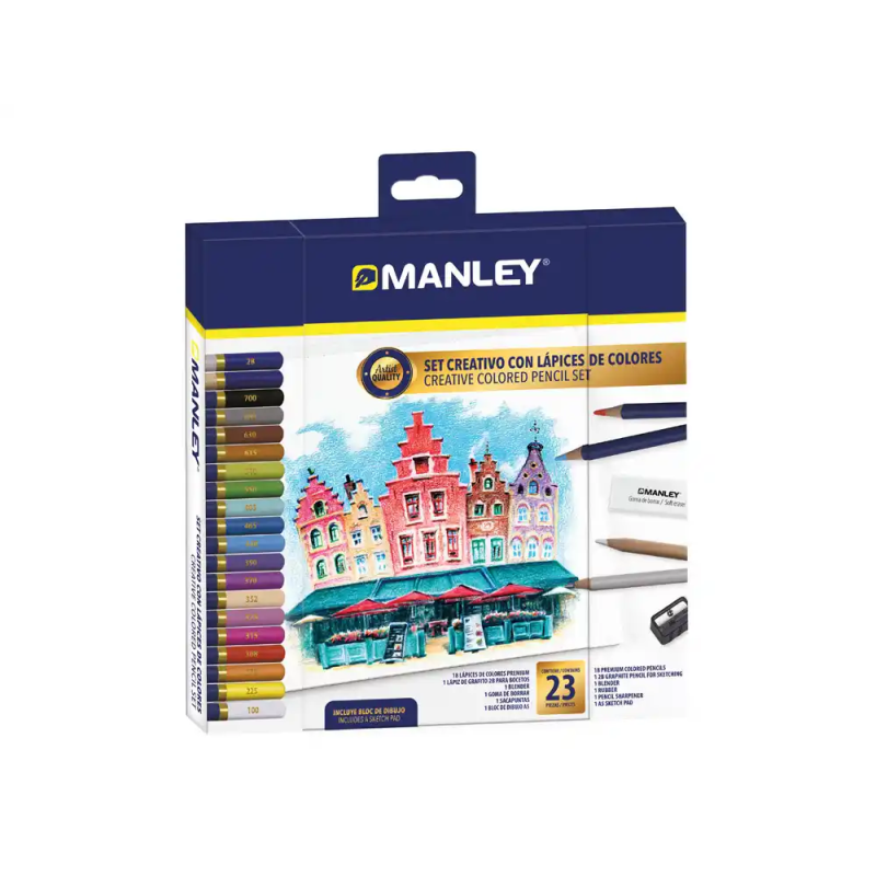 Lapices de colores manley set creativo de 23 unidades colores surtidos
