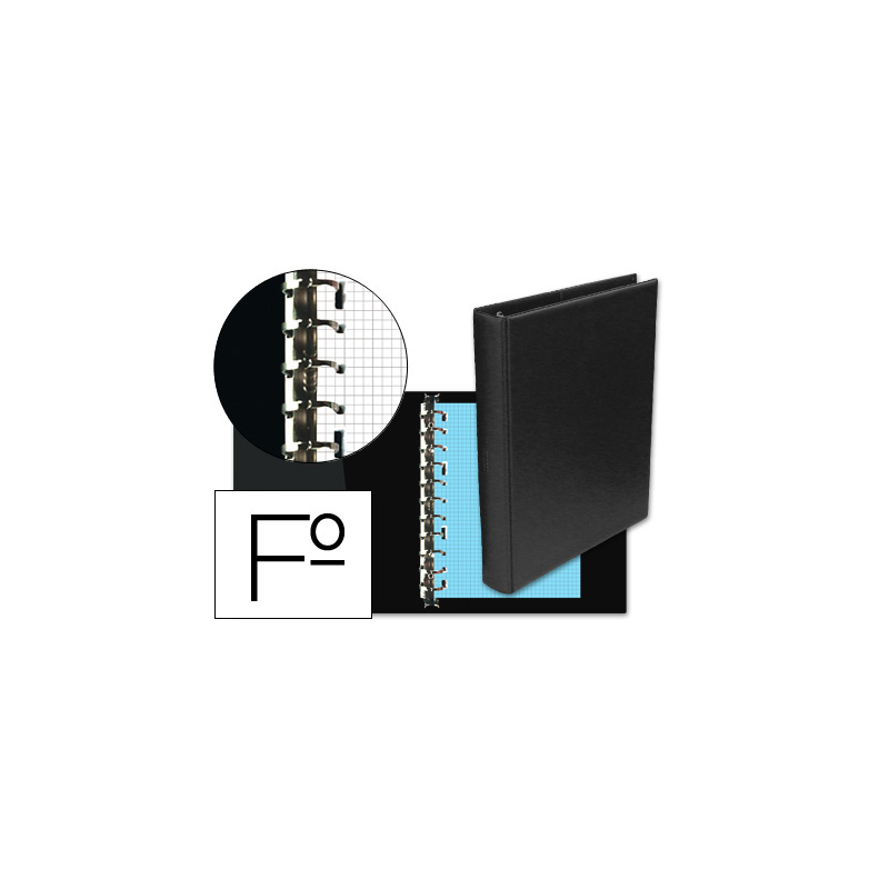 Carpeta multifin alfa 3005-m 16 anillas 24 mm plastico folio negro 215x310 mm