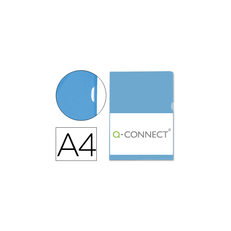Carpeta dossier uñero plastico q-connect din a4 120 micras azul -bolsa de 10 unidades