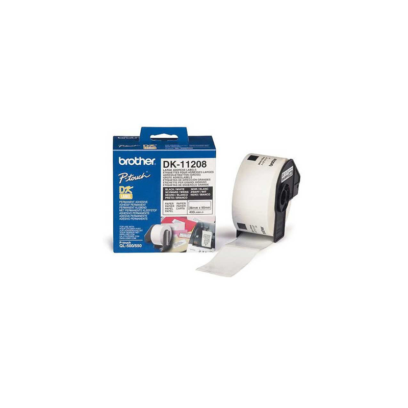 Etiqueta adhesiva brother dk11208 -tamaño 38x90 mm para impresoras de etiquetas ql -400 etiquetas-