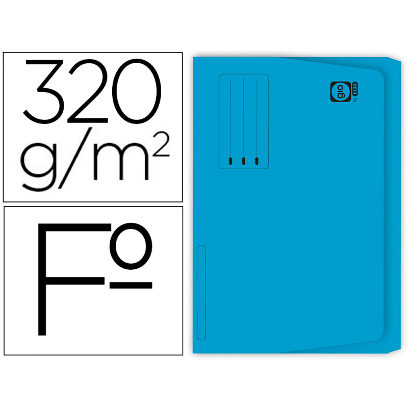 Subcarpeta cartulina gio folio pocket azul con bolsa y solapa 320g/m2