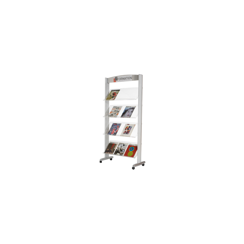 Expositor paperflow de suelo metalico baldas transparentes 4 estantes