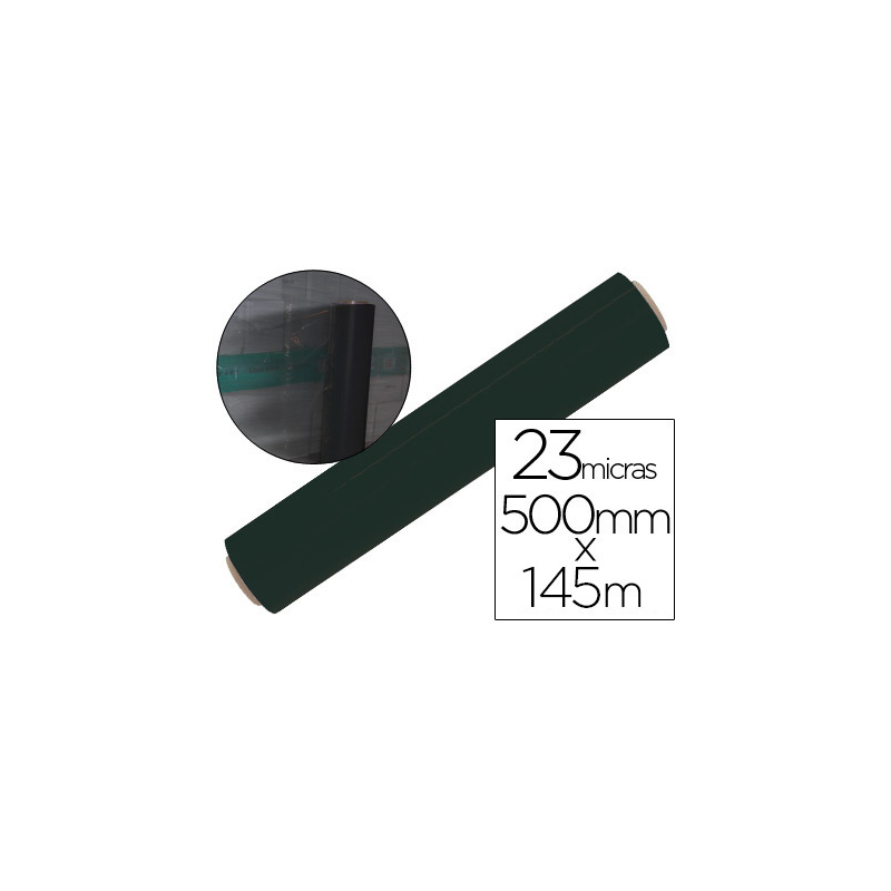 Film extensible q-connect manual ancho 500 mm largo 145 mt espesor 23 micras negro